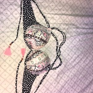 Paisley black and pink Victoria secret bikini top